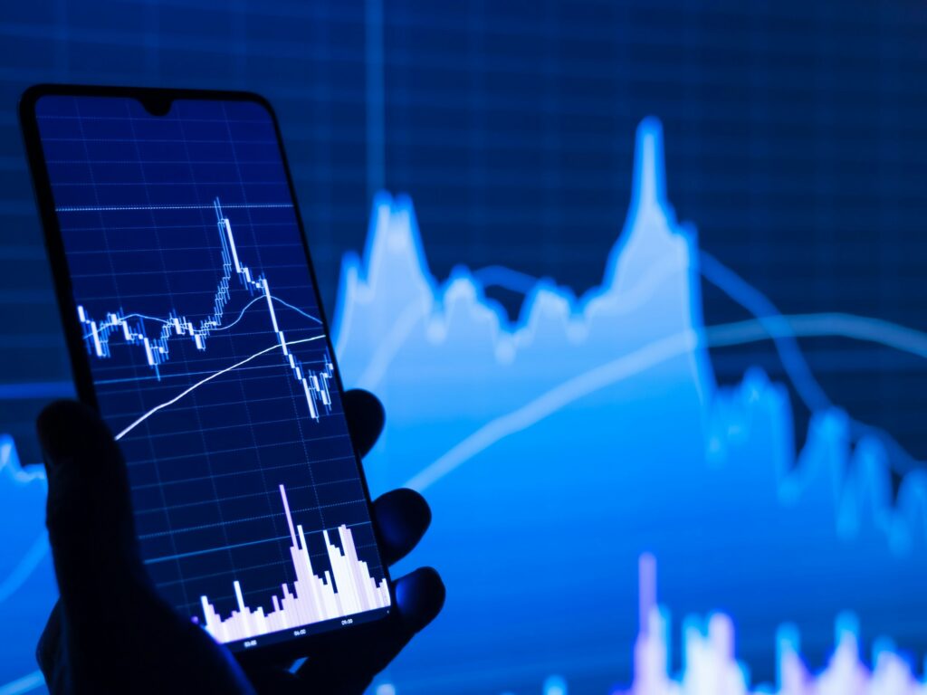 Foto eines volatilen Börsencharts